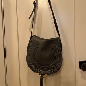 Chloe Medium Marcie leather saddle bag, black